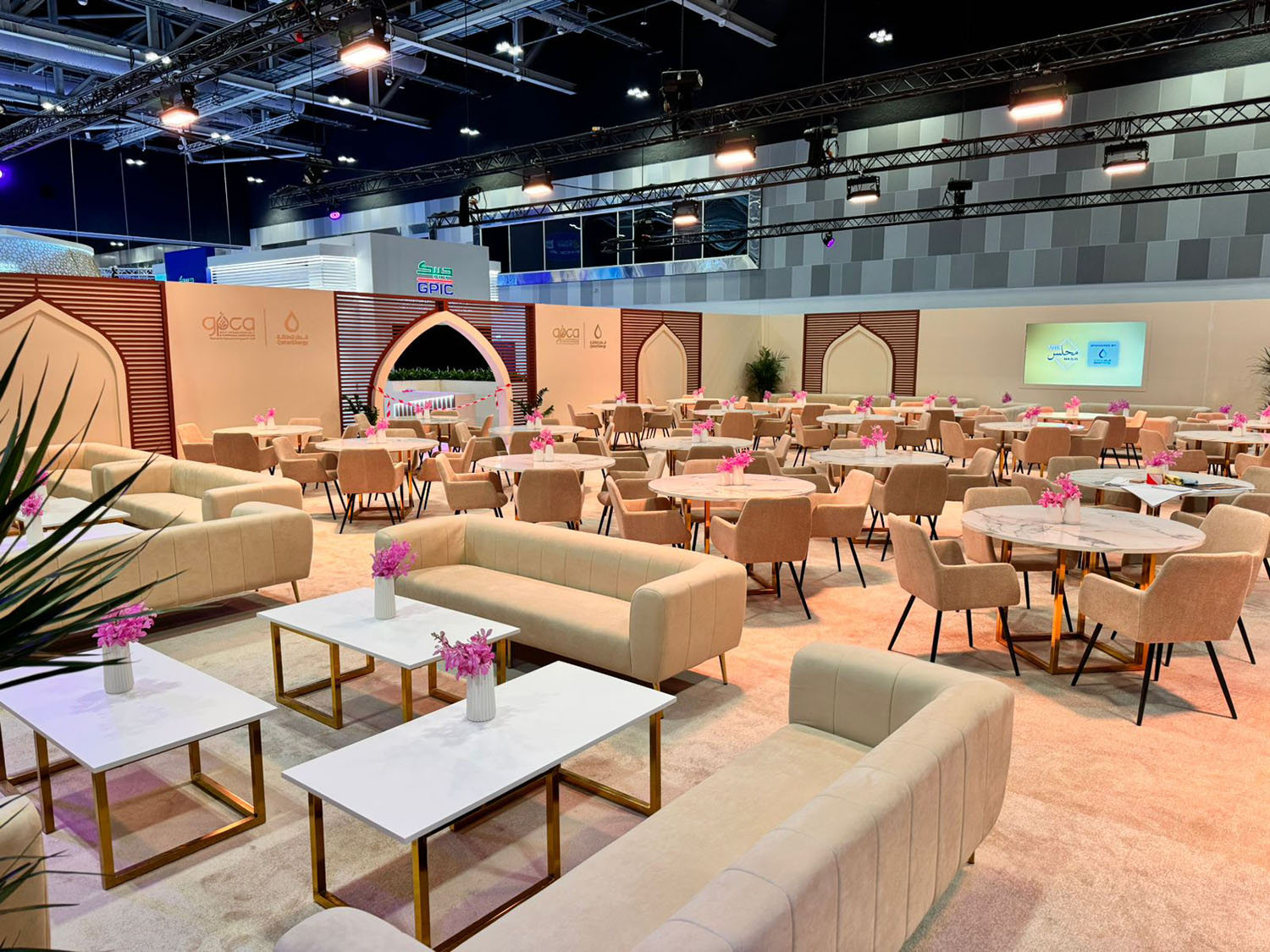 Modern hospitality furniture arranged to support guest comfort throughout the GPCA Forum.