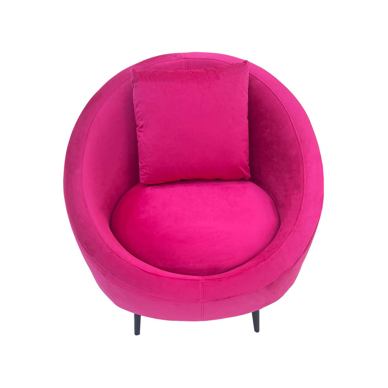 F-AC107-HP Odette accent chair in hot pink velvet with black legs