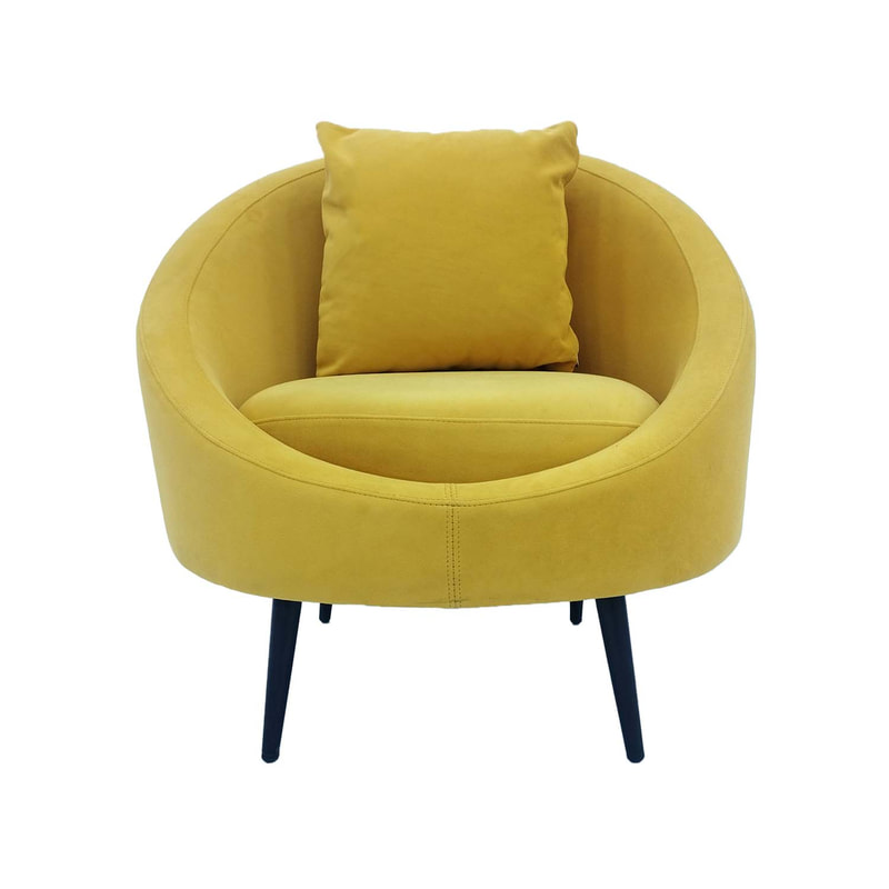 F-AC107-YL Odette accent chair in yellow velvet with black legs