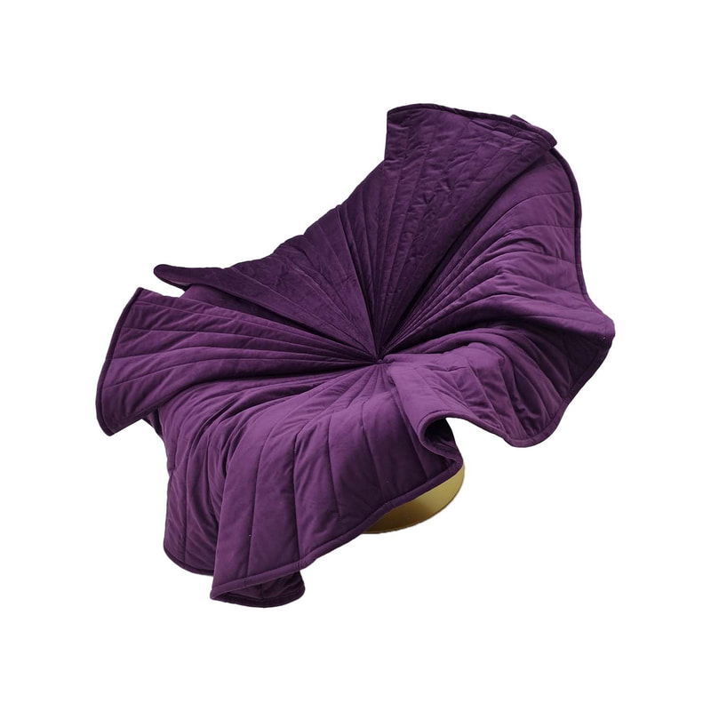 F-AC109-PR Bloom accent chair in purple velvet with gold base