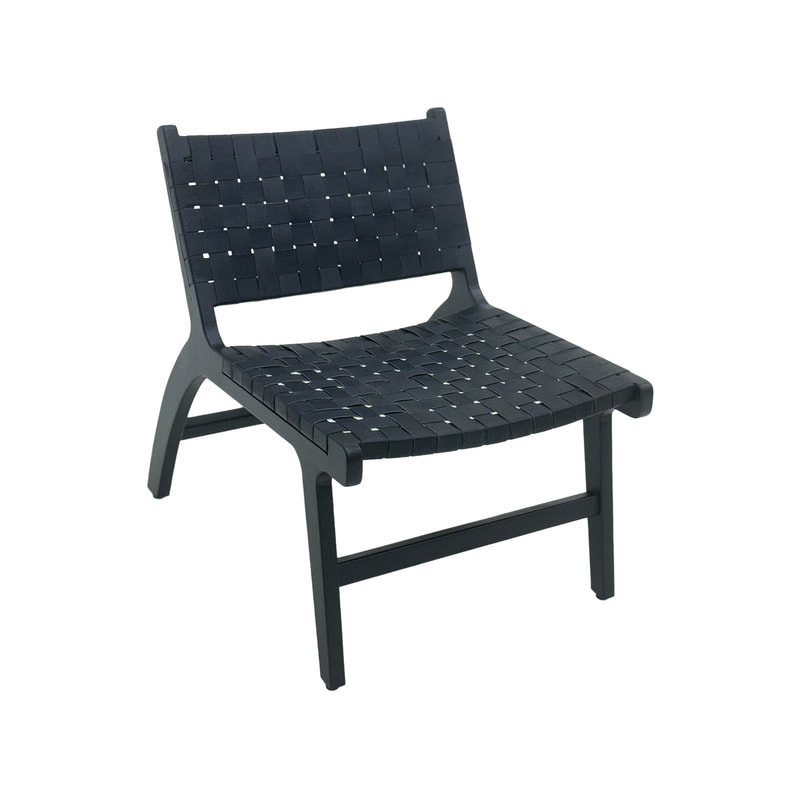 F-AC138-BL Baxter accent chair in black leather with black wooden frame