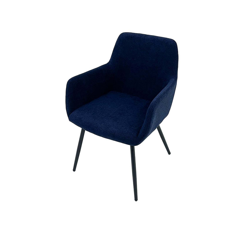 F-AR103-MB Lucas armchair in midnight blue fabric with black legs