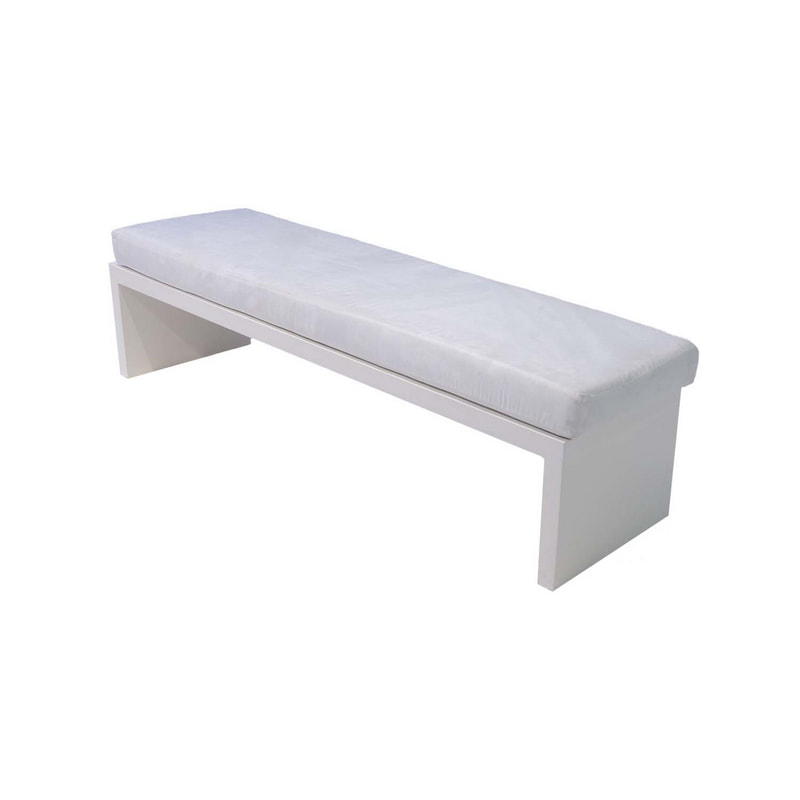 F-BN101-WH Milan bench with white seat pad and base in white paint finish