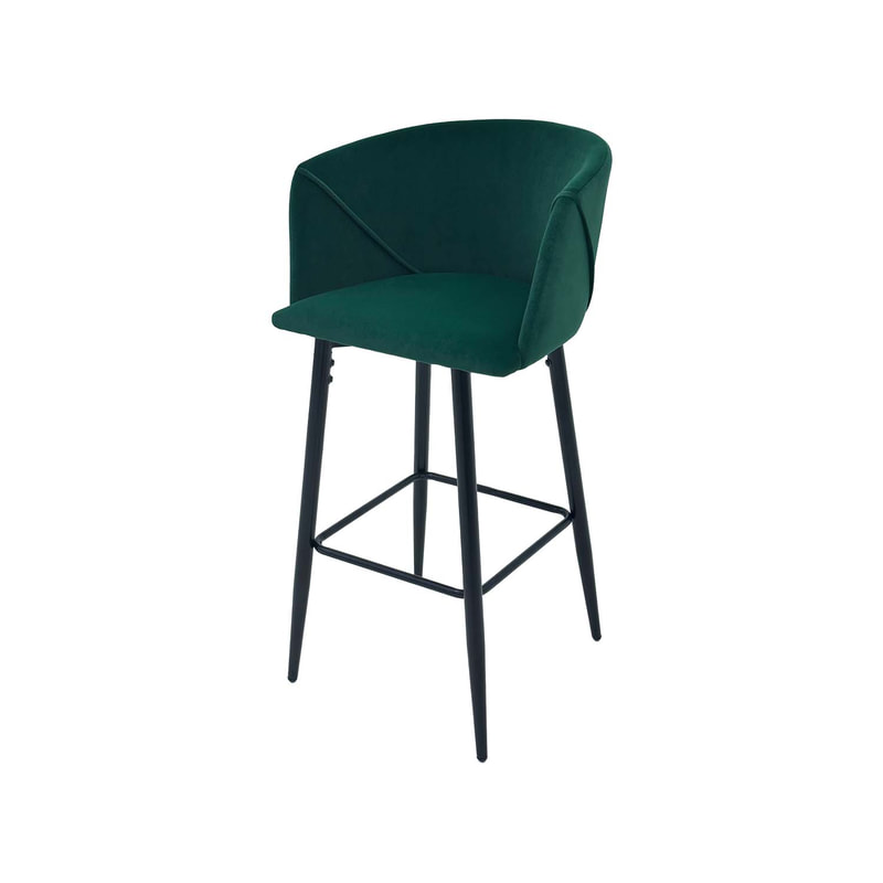 F-BS107-EG Boston barstool in emerald green velvet with black metal legs​