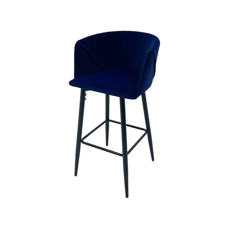 F-BS107-MB Boston barstool in midnight blue velvet with black metal legs​