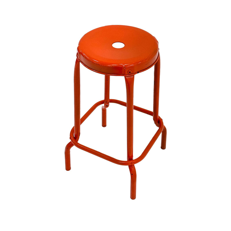 F-BS123-OR Wilson barstool in orange metal with metal legs & footrest