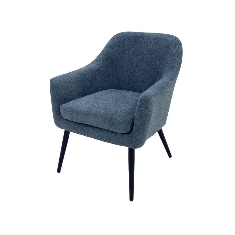 F-CC112-GY Harper club chair in grey fabric with wooden legs