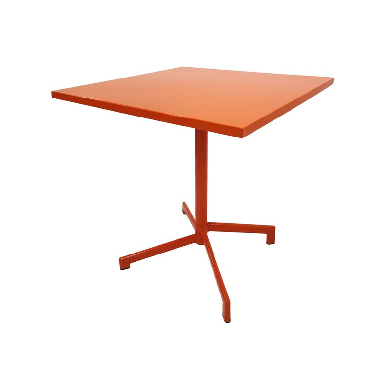 F-CF147-OR Austin cafe table in orange powder coated finish with folding top