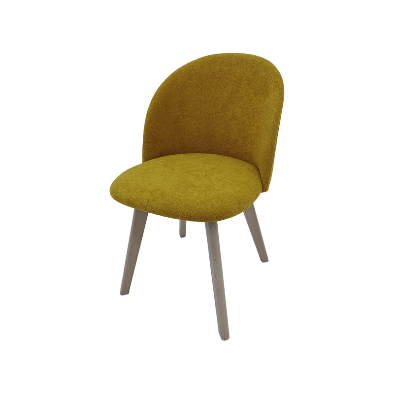F-CH101-MY Franklin chair in mustard yellow fabric with wooden legs