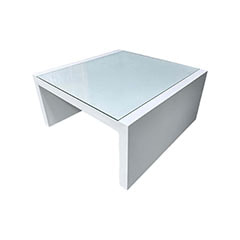 F-CS103-WH Elena square side table in white with glass top