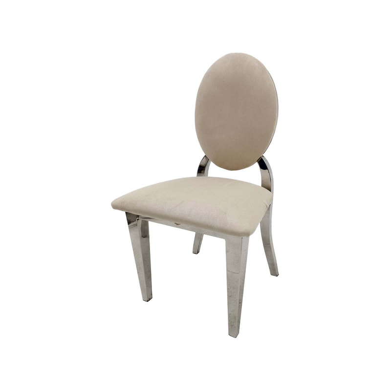 F-KC132-CR Kids silver Dior chair in cream fabric with silver plated frame