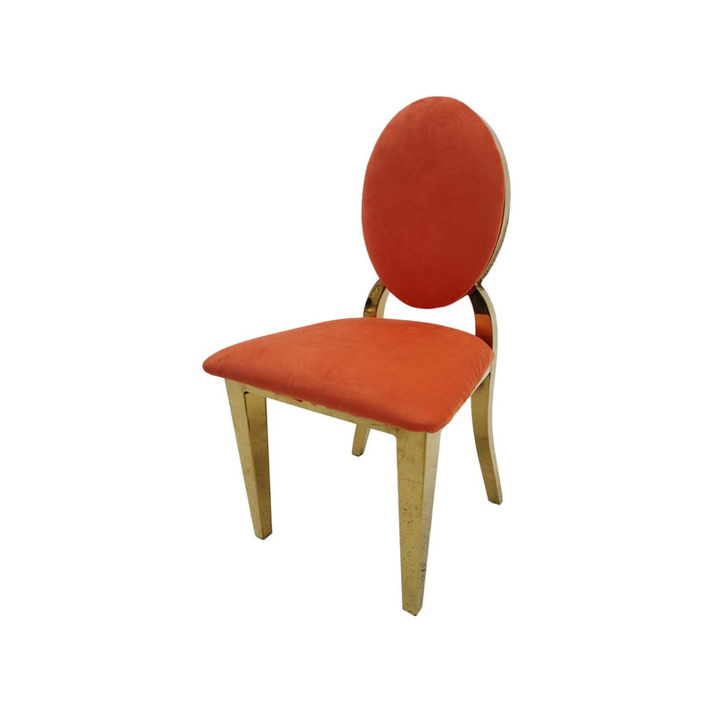 F-KC133-OR Kids gold Dior chair in orange fabric with gold plated frame