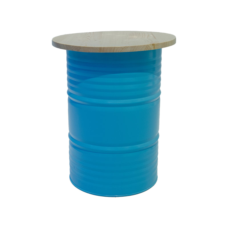 F-OL505-LB Arki high table in light blue with a light wooden top