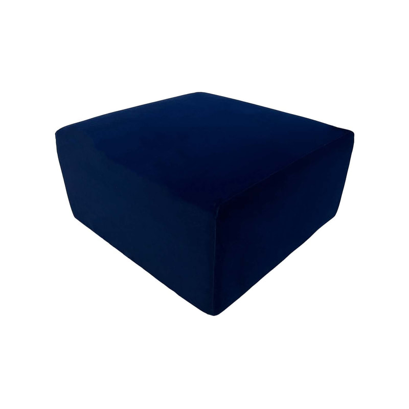 F-OT102-MB Endless Lounge Ottoman Type B in midnight blue velvet