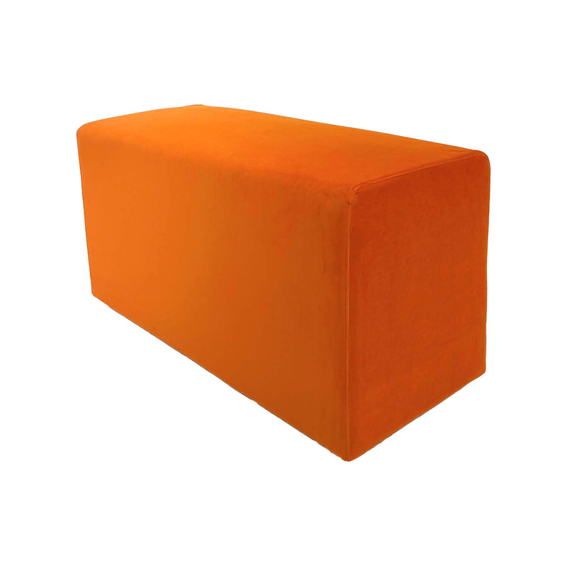 F-OT107-PO Endless Lounge Ottoman Type G in pumpkin orange velvet