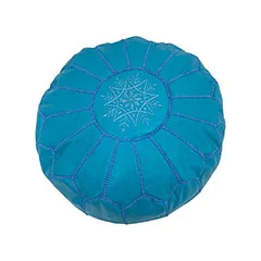 Moroccan Pouffe - Light Blue F-PF101-LB