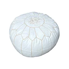Moroccan Pouffe - White ​F-PF101-WH