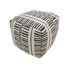 Avery Pouffe - Black + Cream ​​F-PF113-BC