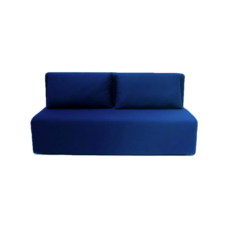 F-SF175-DB Alden three seater sofa in dark blue fabric with wooden legs