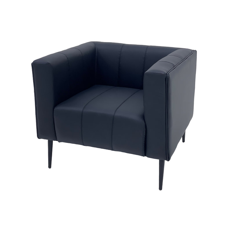 F-SN101-BL Murphy single seater sofa in black leatherette with black feet