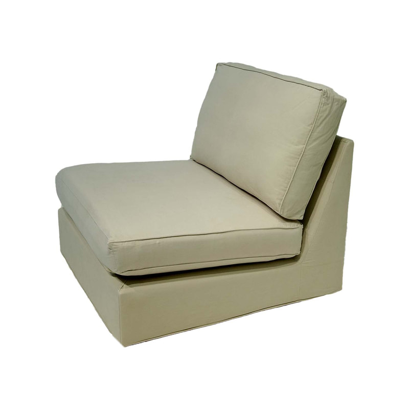F-SN110-CR Berlin single seater sofa in cream fabric with wooden legs