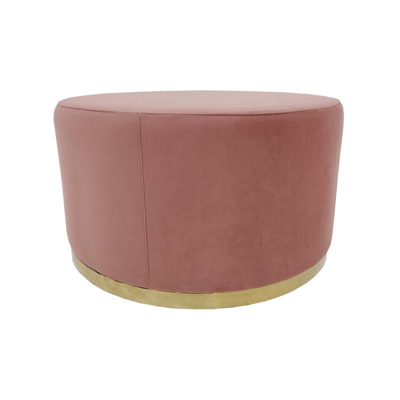 Georgette stool in blush pink velvet with gold base