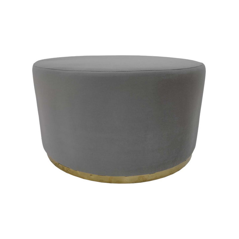 F-ST104-SI Georgette stool in silver grey velvet with silver base