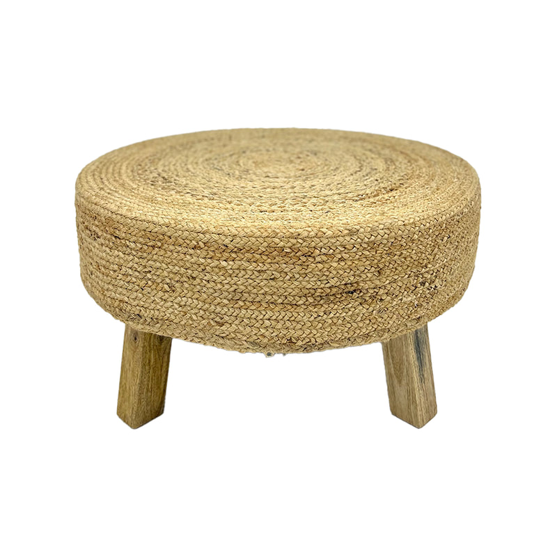 F-ST117-NT Himmi jute stool in natural jute with wooden legs 