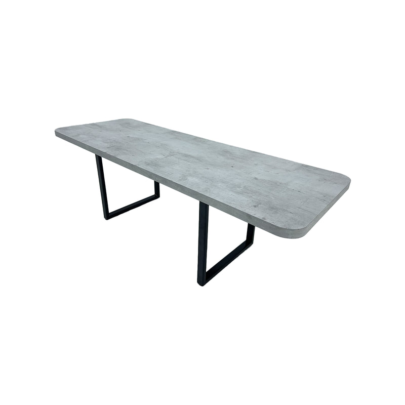 F-TA112-CC Mabon rectangular table in concrete effect top with black metal legs