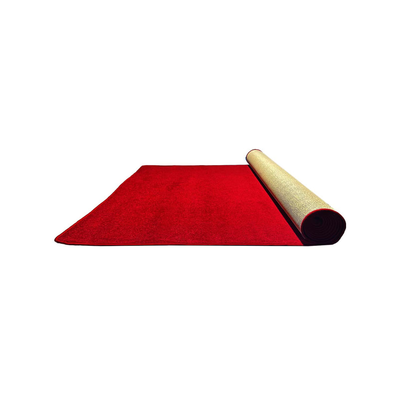 F-VC102-DR 7.5m long x 1.8m wide dark red VIP carpet with edging to all sides