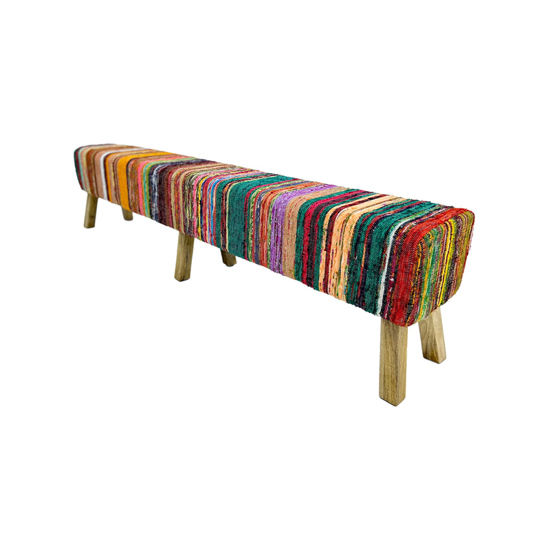 F-BN101-GL Milan bench with lime green seat pad and base in white paint finish