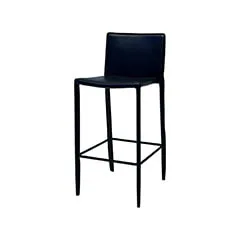  F-BS116-BL Frankie barstool in black leatherette with black metal legs