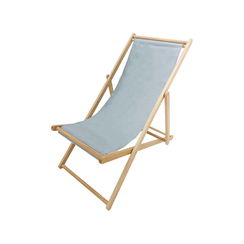  F-DC101-GY Malibu deck chair with grey fabric and natural wooden frame