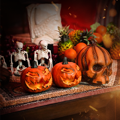 halloween-pumpkin-and-skeleton-display