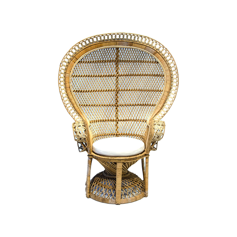 P-AC802-NT Seraphina chair in natural woven rattan and off-white cushion