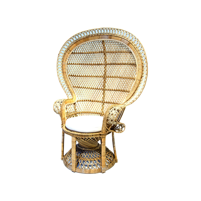 P-AC802-NT Seraphina chair in natural woven rattan and off-white cushion