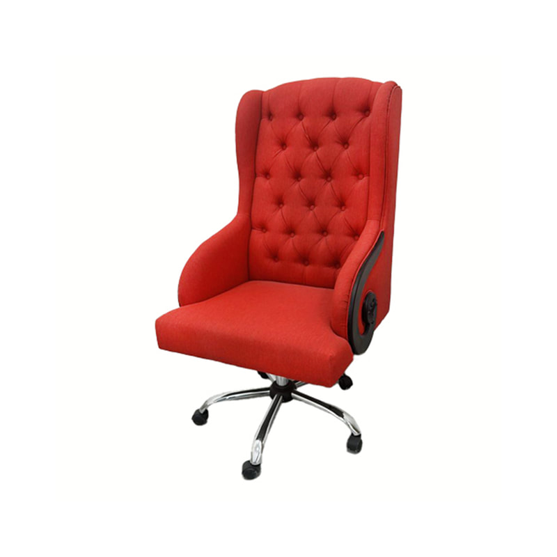P-AC802-RE Noël accent chair on wheels in red with side details