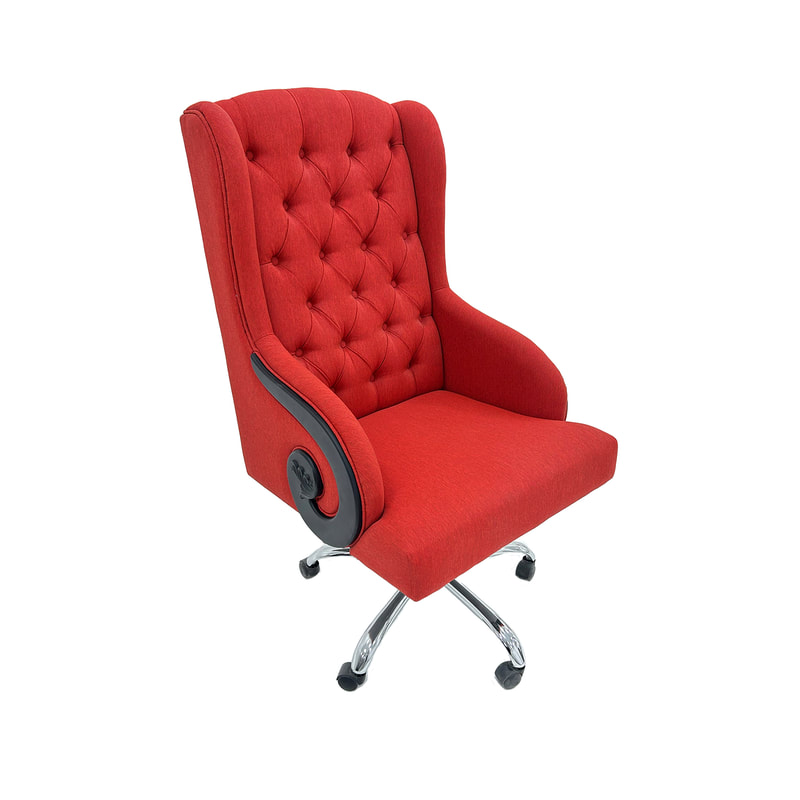 P-AC802-RE Noël accent chair on wheels in red with side details