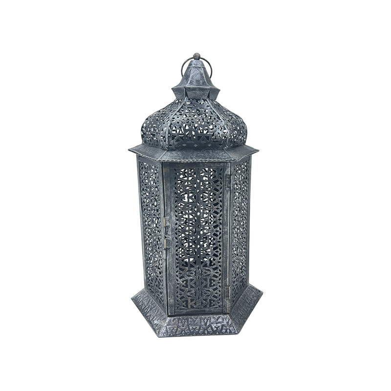 P-AL103-SI 50cm high silver arabic lantern