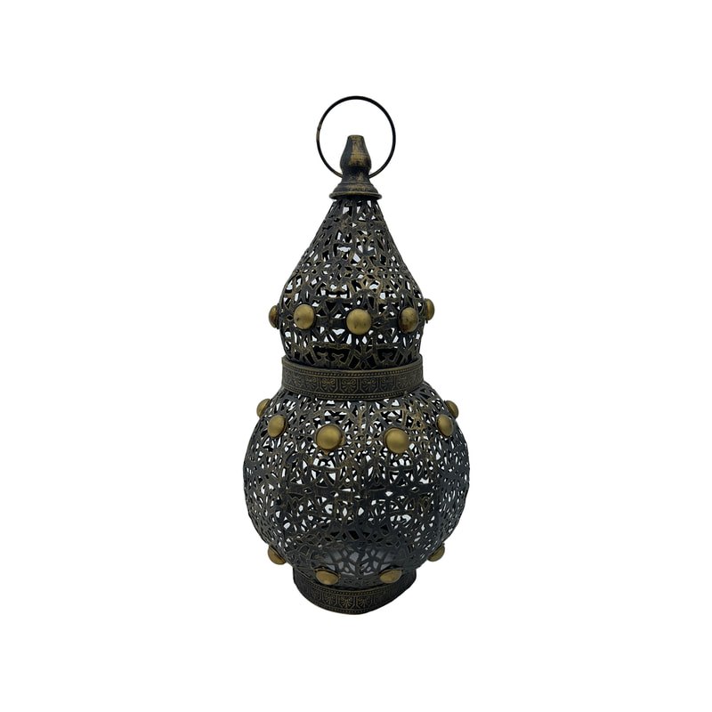 P-AL110-GD 40cm high small gold hanging Arabic lantern