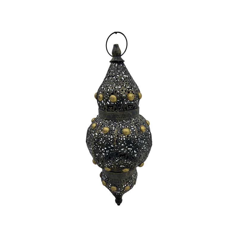 P-AL111-GD 60cm high medium gold hanging Arabic lantern
