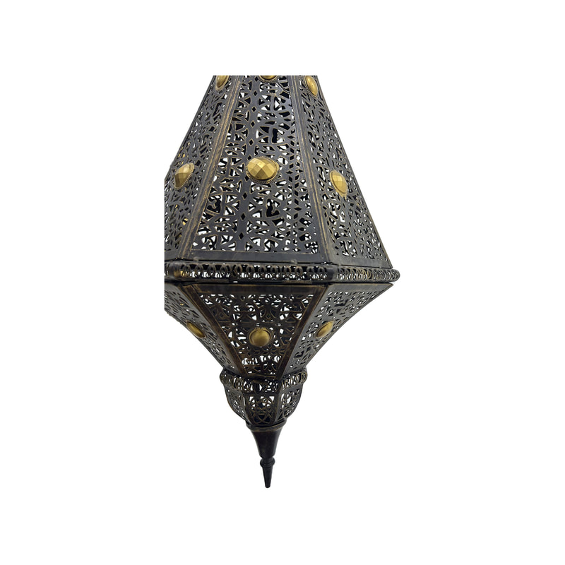P-AL113-GD 71cm high medium gold hanging Arabic lantern