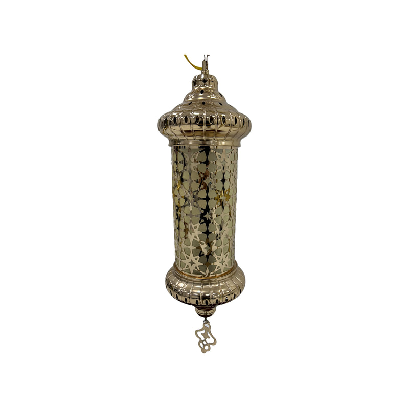 P-AL116-GD 65cm high gold hanging Arabic lantern