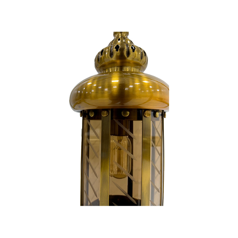 P-AL118-SI 58cm high silver hanging Arabic lantern with glass