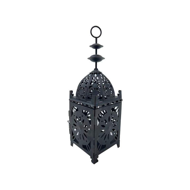 P-AL124-BL 33cm high black Arabic lantern