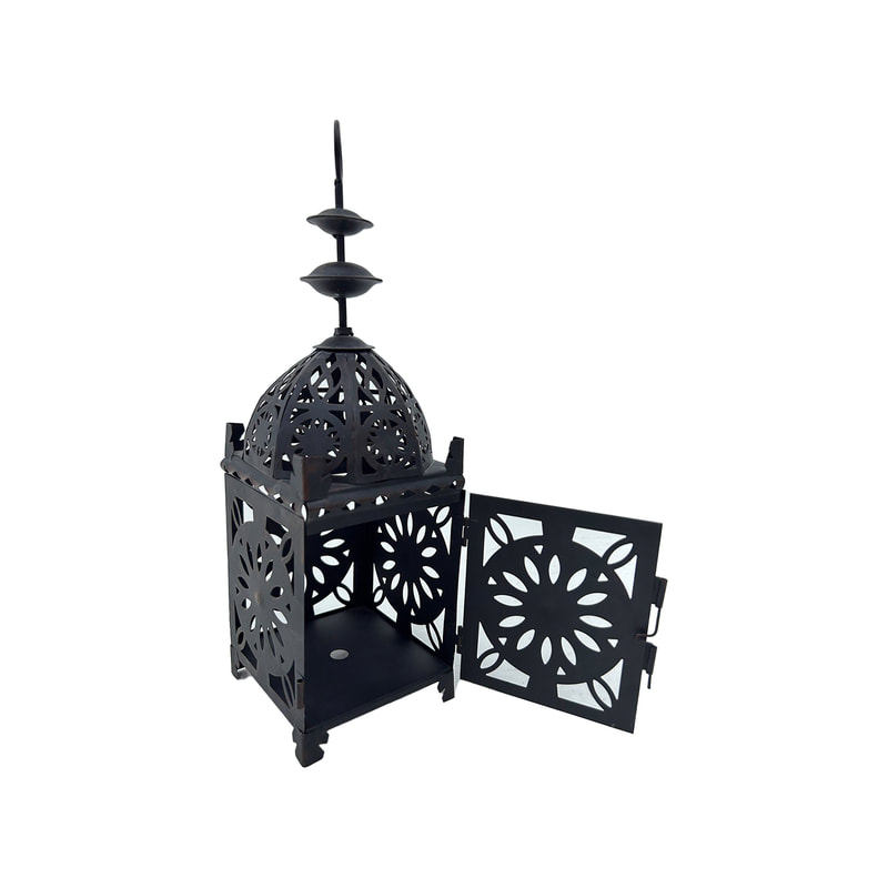 P-AL124-BL 33cm high black Arabic lantern