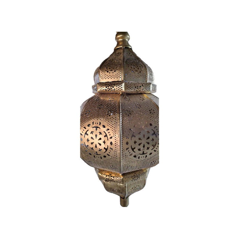 P-AL125-GD 54cm medium gold hanging Arabic lantern
