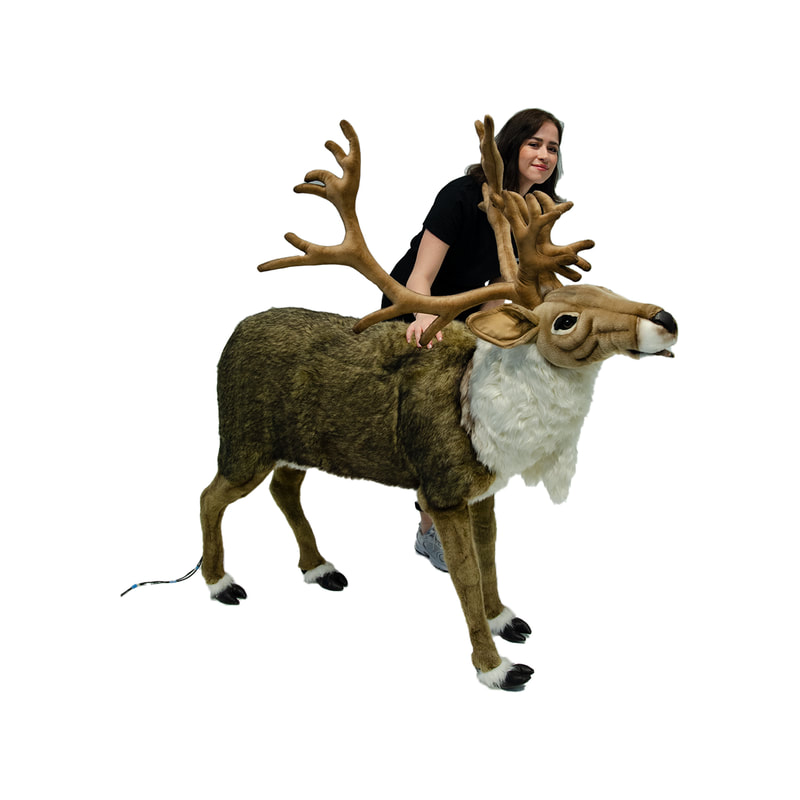 P-AM102-LI Life-size singing reindeer with head movement (can be paired as 2 reindeer who will interact and duet)