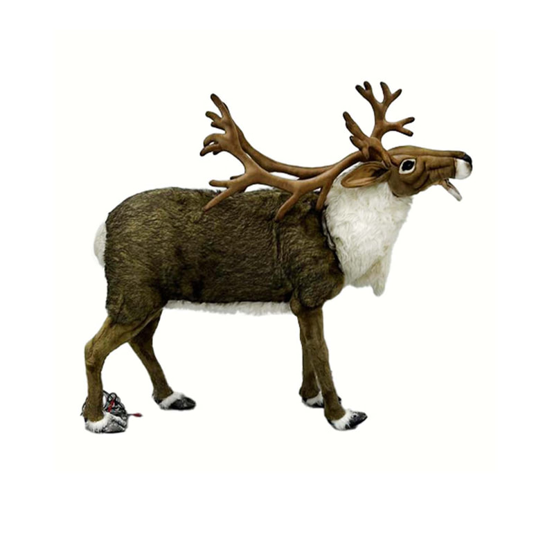 P-AM102-LI Life-size singing reindeer with head movement (can be paired as 2 reindeer who will interact and duet)