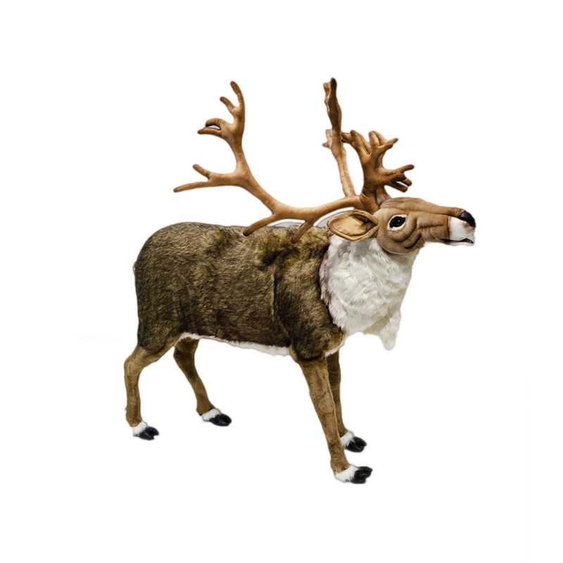 P-AM102-LI Life-size singing reindeer with head movement (can be paired as 2 reindeer who will interact and duet)